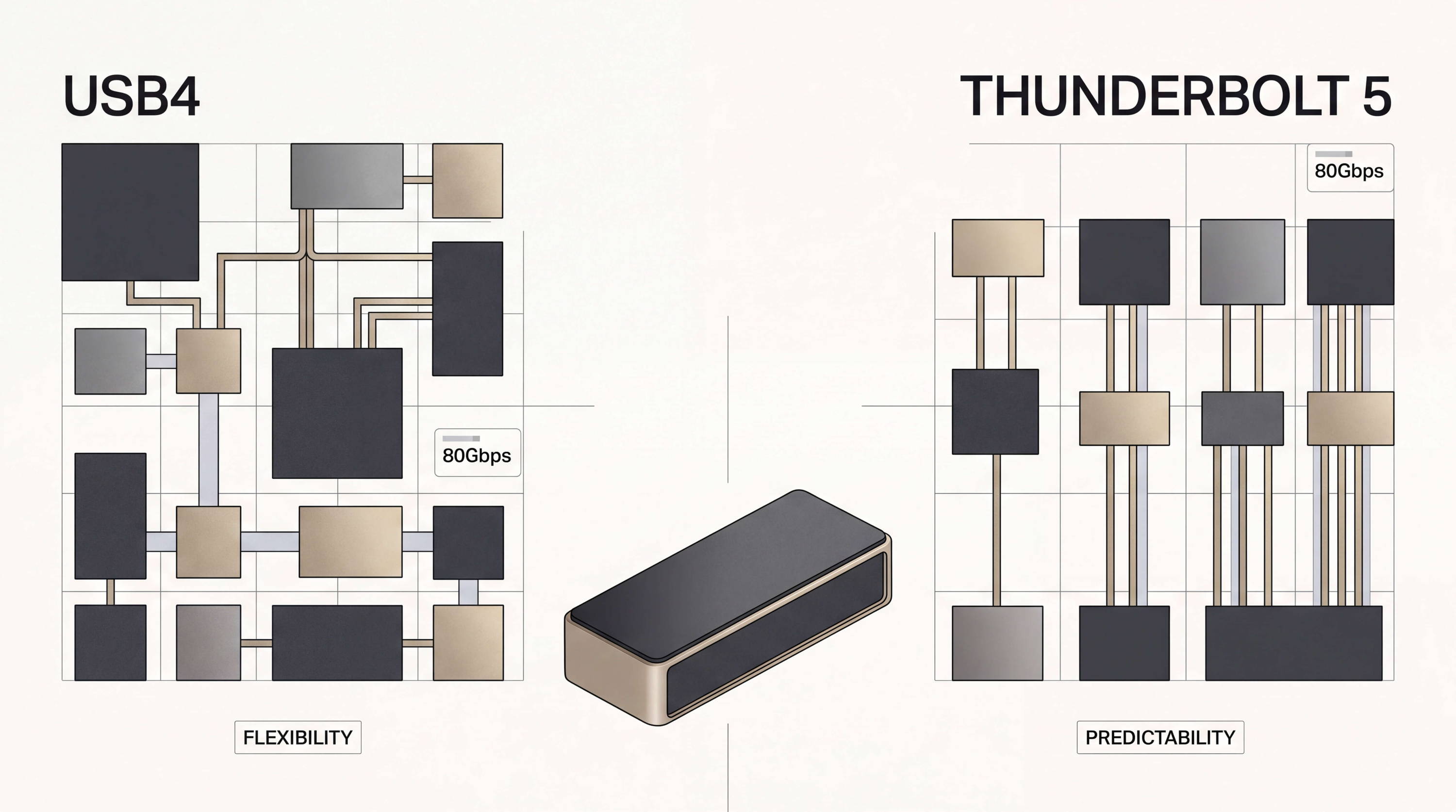 Thunderbolt 5 frente a USB4: ¿qué base de conexión necesitas?