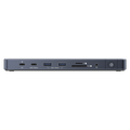 iVANKY FusionDock Pro 1+ MacBook dock, front view showing USB ports, SD and TF card readers, headphone jack, power button, and slim horizontal desktop design