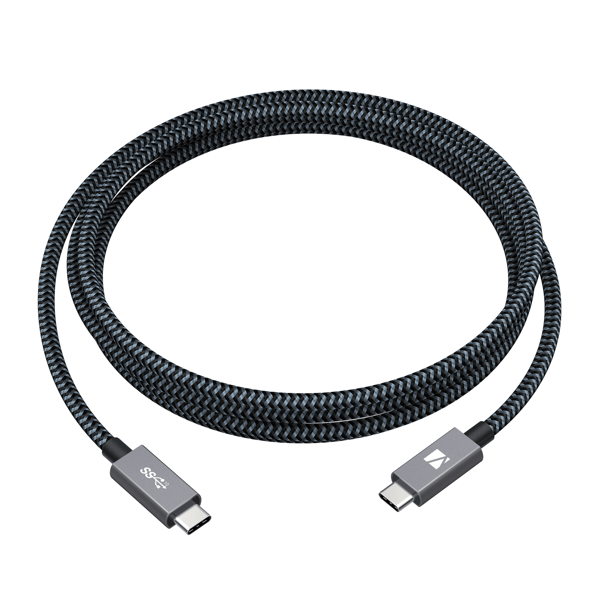 Câble USB / USB-C Nylon Tressé RAMPOW RAC-02 Gris/Noir - 2m