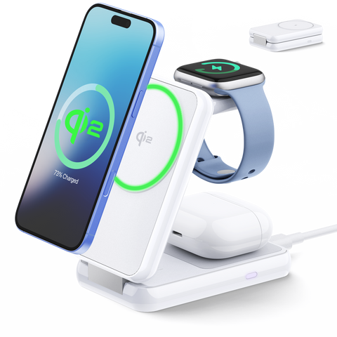 Caricabatterie wireless pieghevole 3 in 1